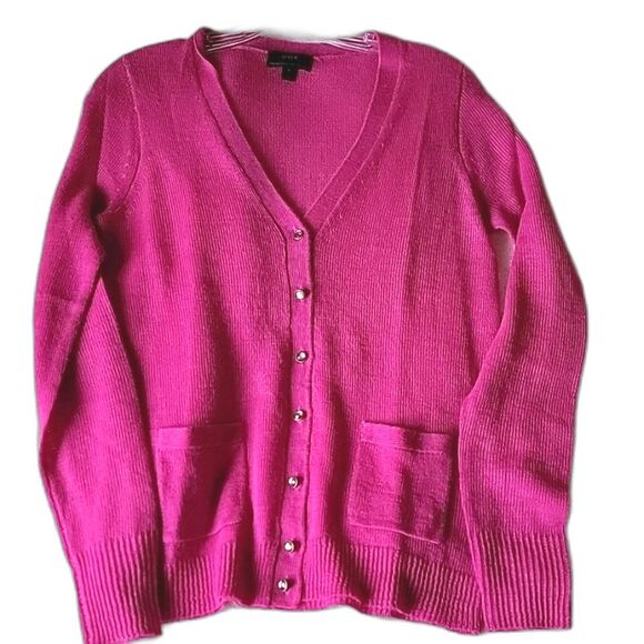 J. Crew Sweaters - J. Crew NWOT alpaca merino‎ fine knit cardigan hot pink pockets size Small